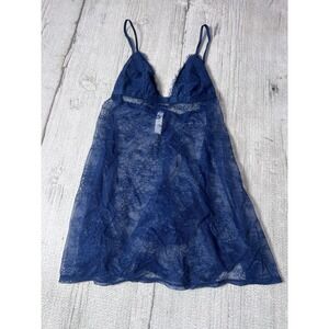 Auden Navy Blue Lace Babydoll Chemise Teddy With Thong Set Size M